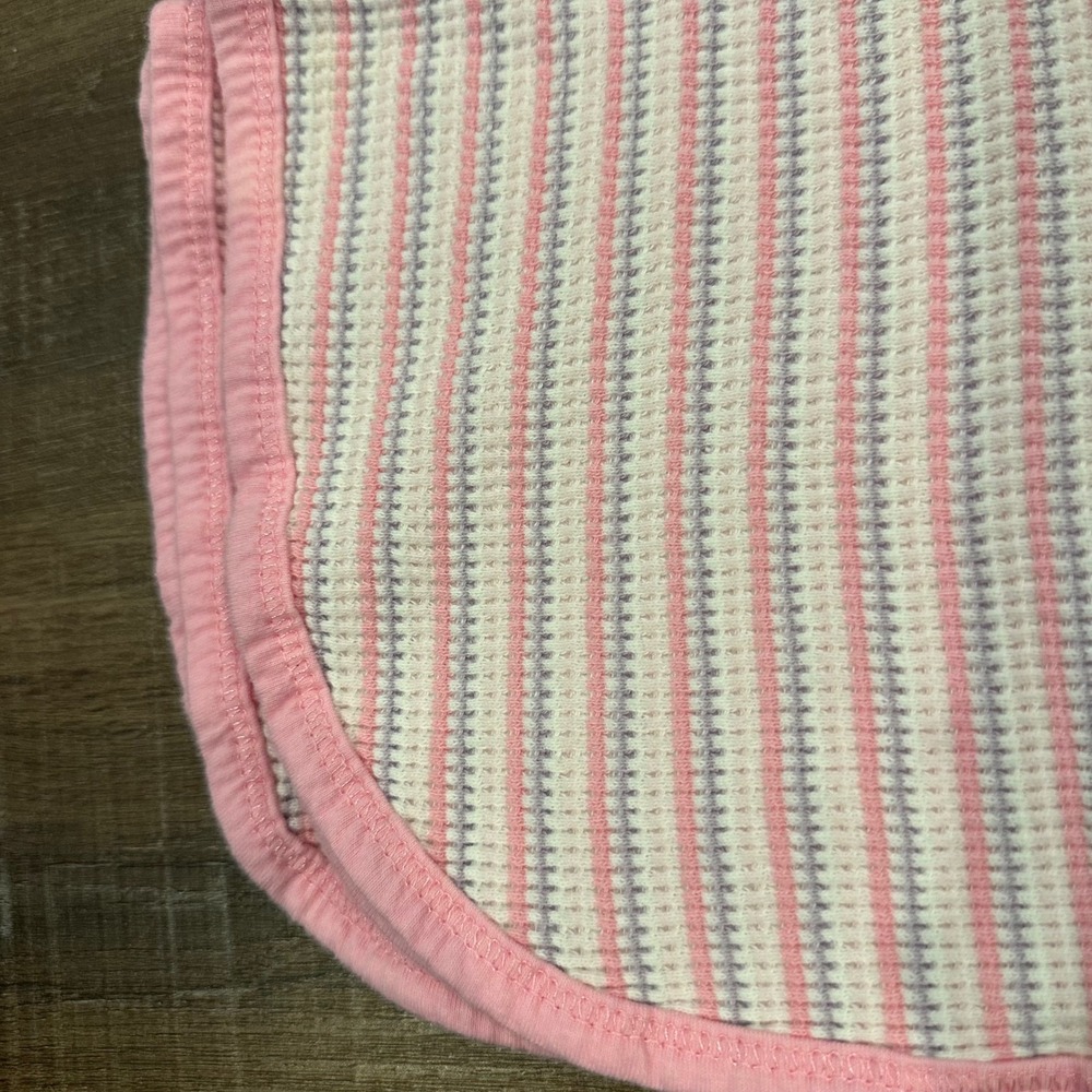 Vintage Gerber Pink Purple‎ Striped Waffle Knit Thermal Baby Blanket 25x29